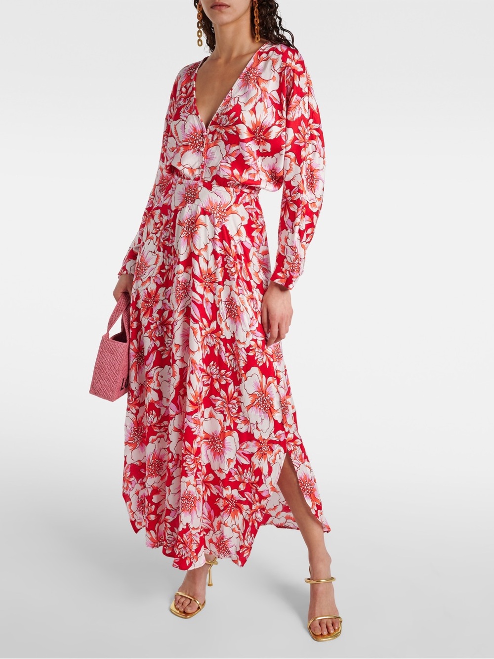 New Poupette St Barth Floral Silky Ilona Midi Dress